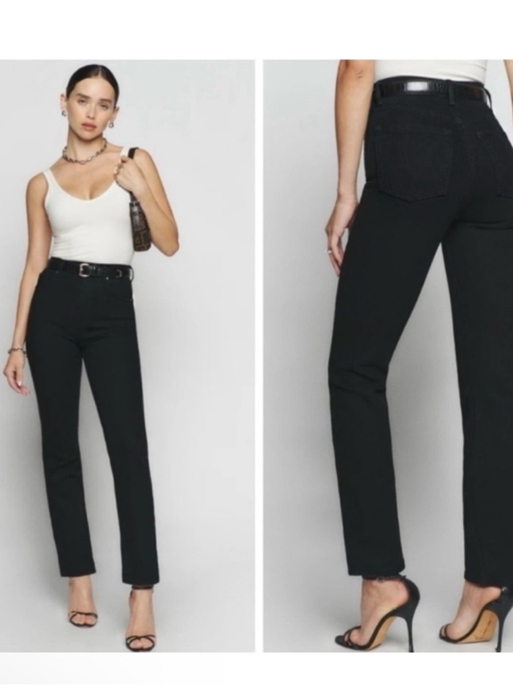 NWT Reformation Black Liza Ultra High Rise Straight-Leg Jeans